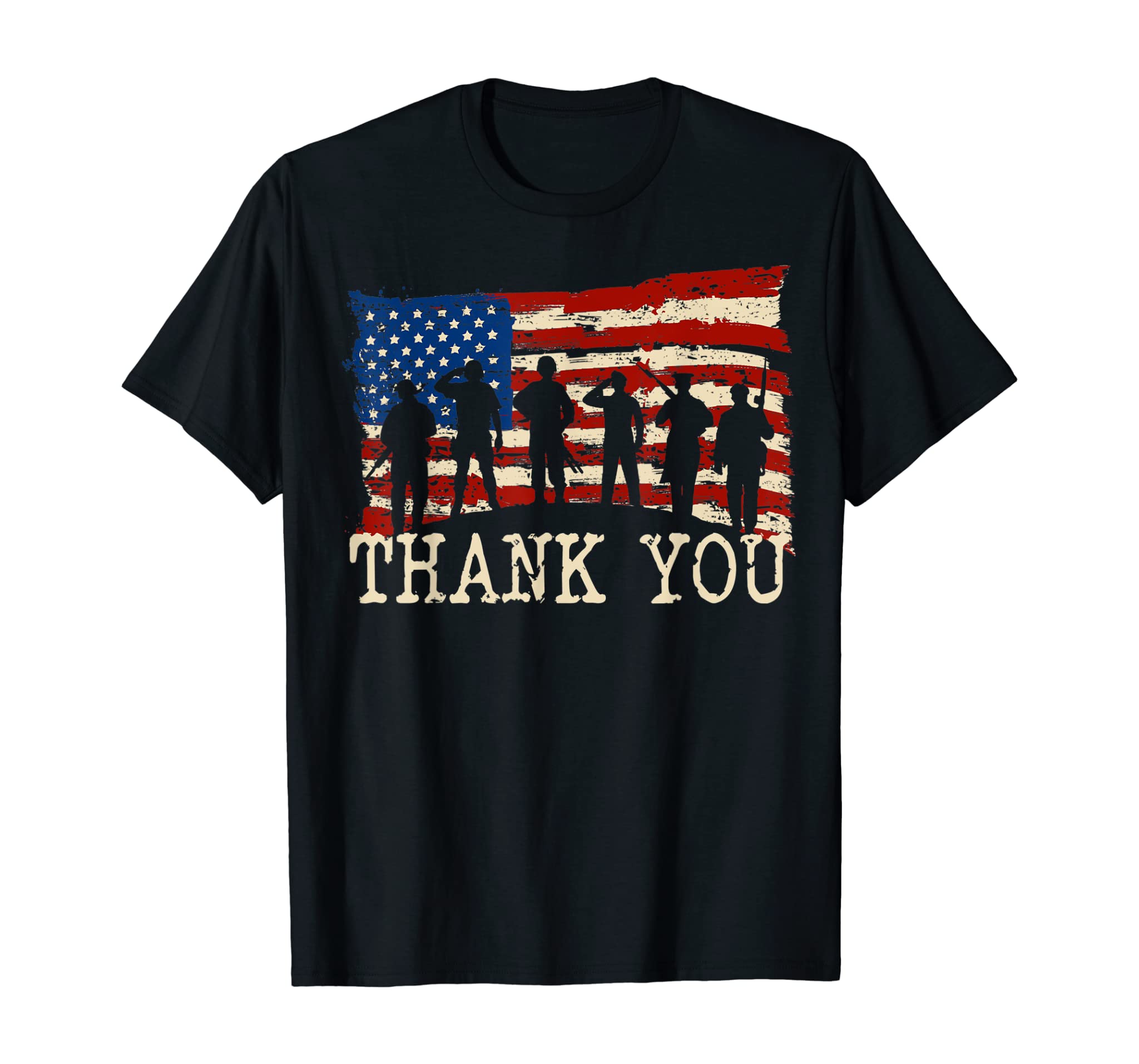 American Flag Thank You Veterans Proud Veteran T-Shirt