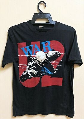 Vintage 80s 1983 U2 War Rock New Wave Concert Tour Promo T-shirt Bono 4973