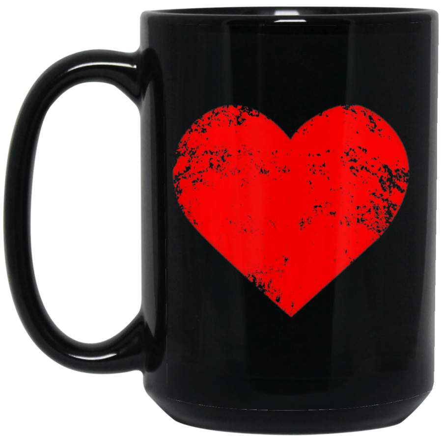 Big Red Heart TShirt Distressed Vintage Valentines Day Gift Coffee Mug