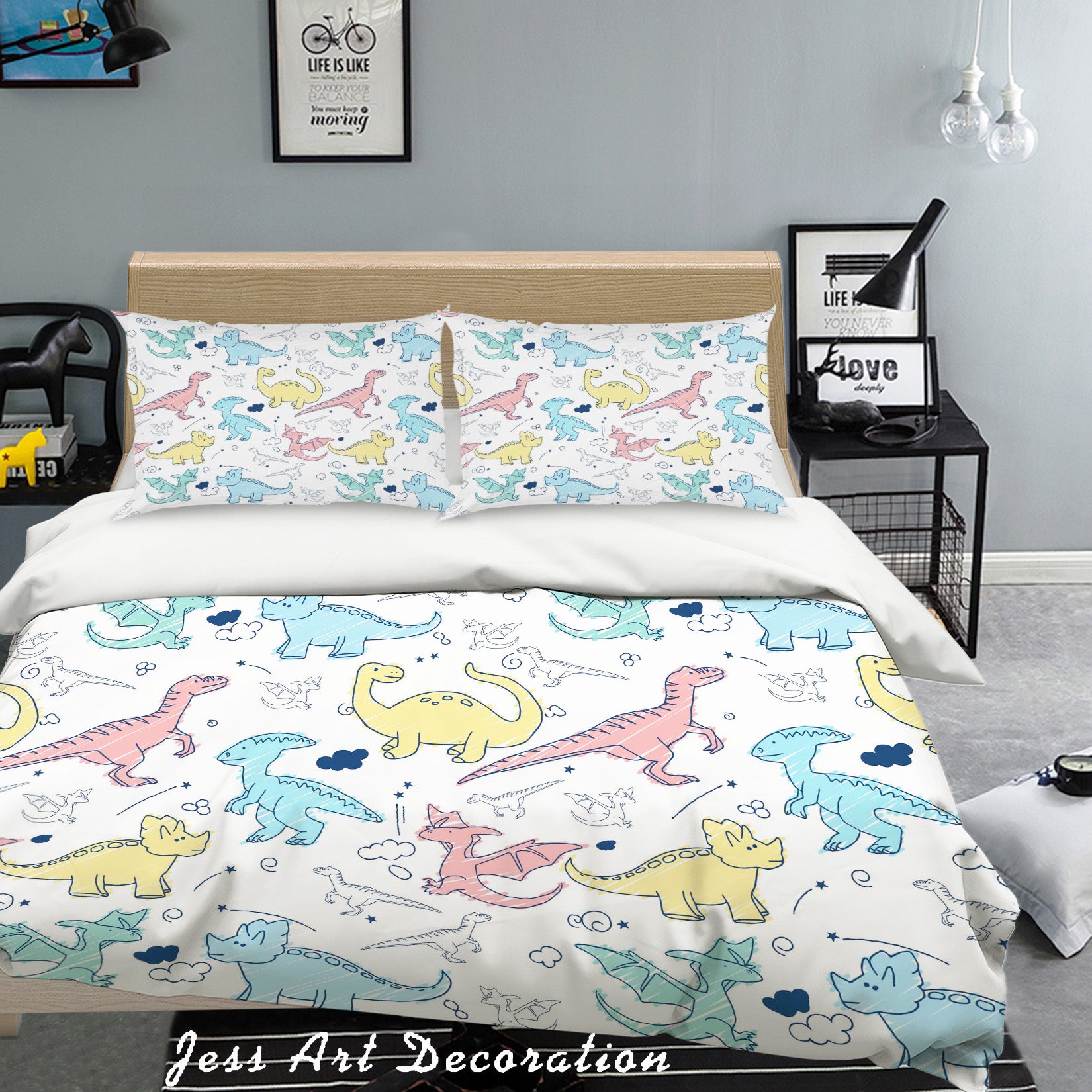 3D Hand Drawn Dinosaur Quilt Cover Set Bedding Set Pillowcases 40