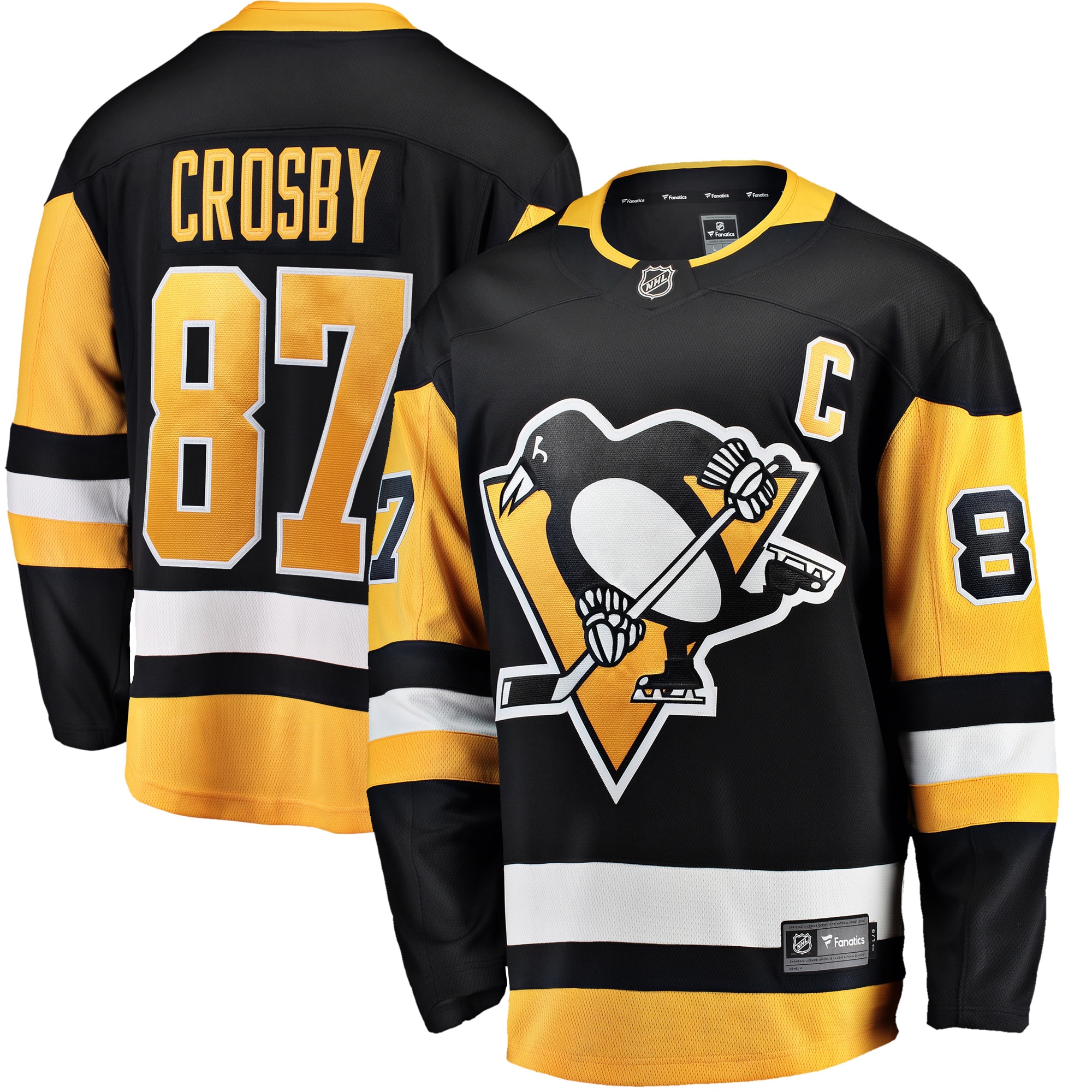 Sidney Crosby Pittsburgh Penguins Branded Captain Patch Home Breakaway Jersey – Black