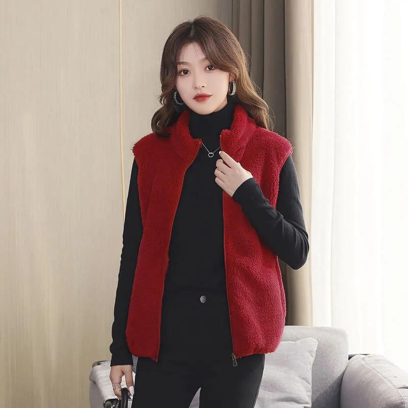 Autumn Winter Vest Women’s Double-Faced Fleece Short Jacket 2022 new Fashion Waistcoat Cardigan Female Thick Warm Vest Tops alx