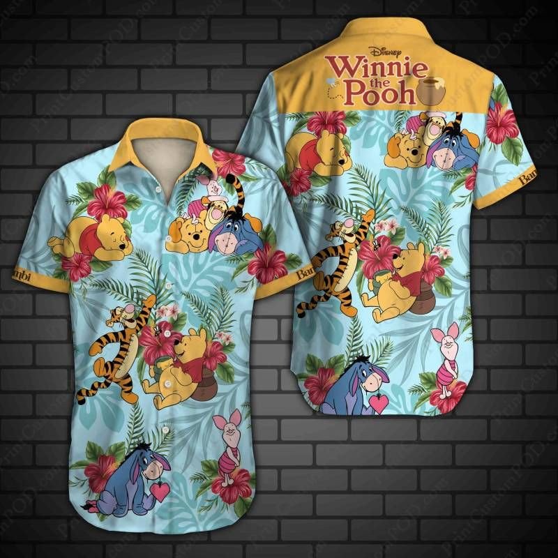 Winnie The Pooh Hawaii Graphic Print Short Sleeve Hawaii Casual Shirt Ha51441