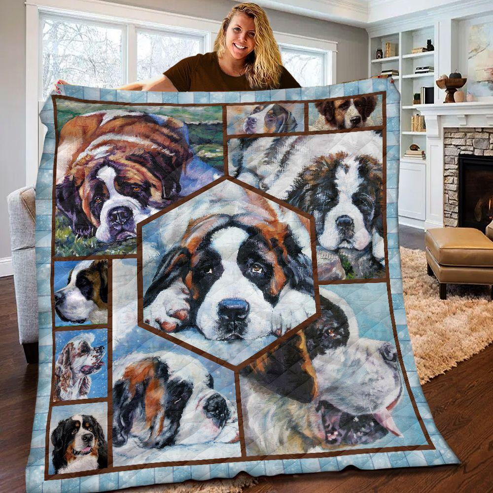 St Bernard Dog  Blanket Gift For Men Women – Puppy Dog Quilting Presents For Birthday Christmas Thanksgiving