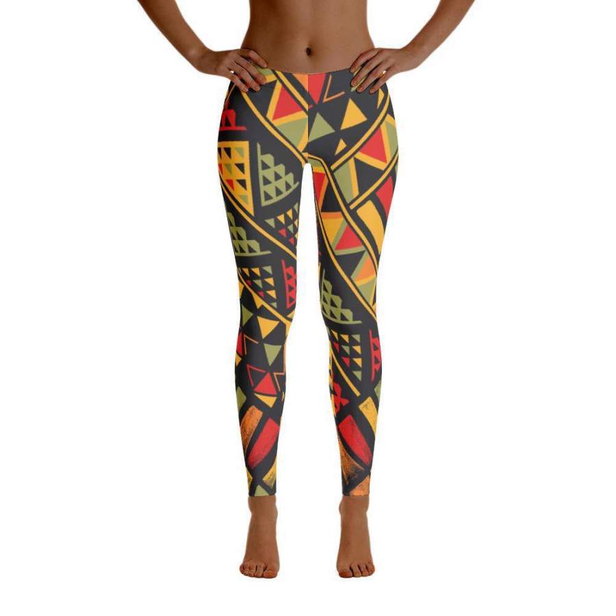 African Print ,Dashiki ,Adinkra ,Kente Pattern Low Rise Leggings (Invisible Stitch) S1