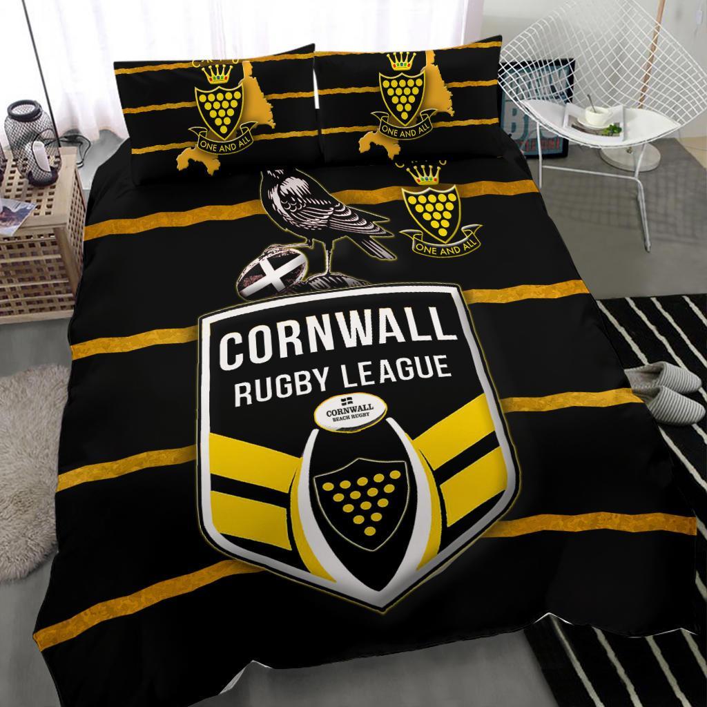 Cornwall Rugby Union With Celtic St Patrick's Day Cross Comforter Duvet Cover Bedding Sets | 100% Polyester | 3 Piece | King Queen Size | BS1332