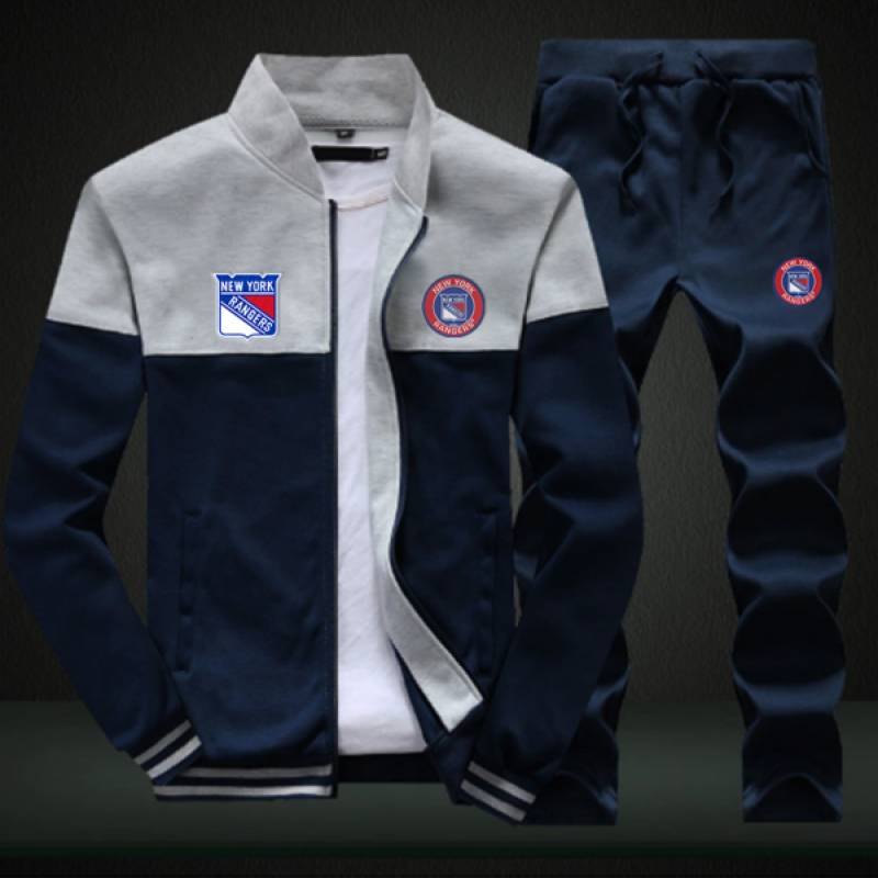 New York Rangers Sweatshirt +Sweatpants Mens Clothing 2 Pieces Sets Slim Tracksuit