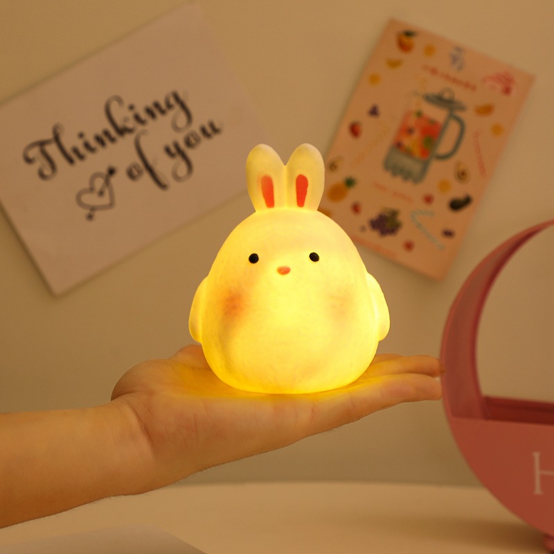 Cute Night Light Silicone Heart Animal Duck Rabbit Pig LED Night Lamp for Baby Children Kid Bedroom Decorative Lighting alx