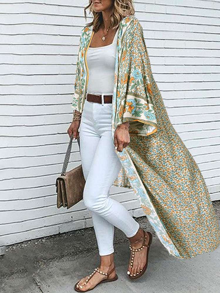 ZANZEA Fashion Vintage Long Sleeve Blouse Bohemian Women Summer Cardigan Beach Holiday Shirt Long Tops Floral Print Kimono 2022 alx