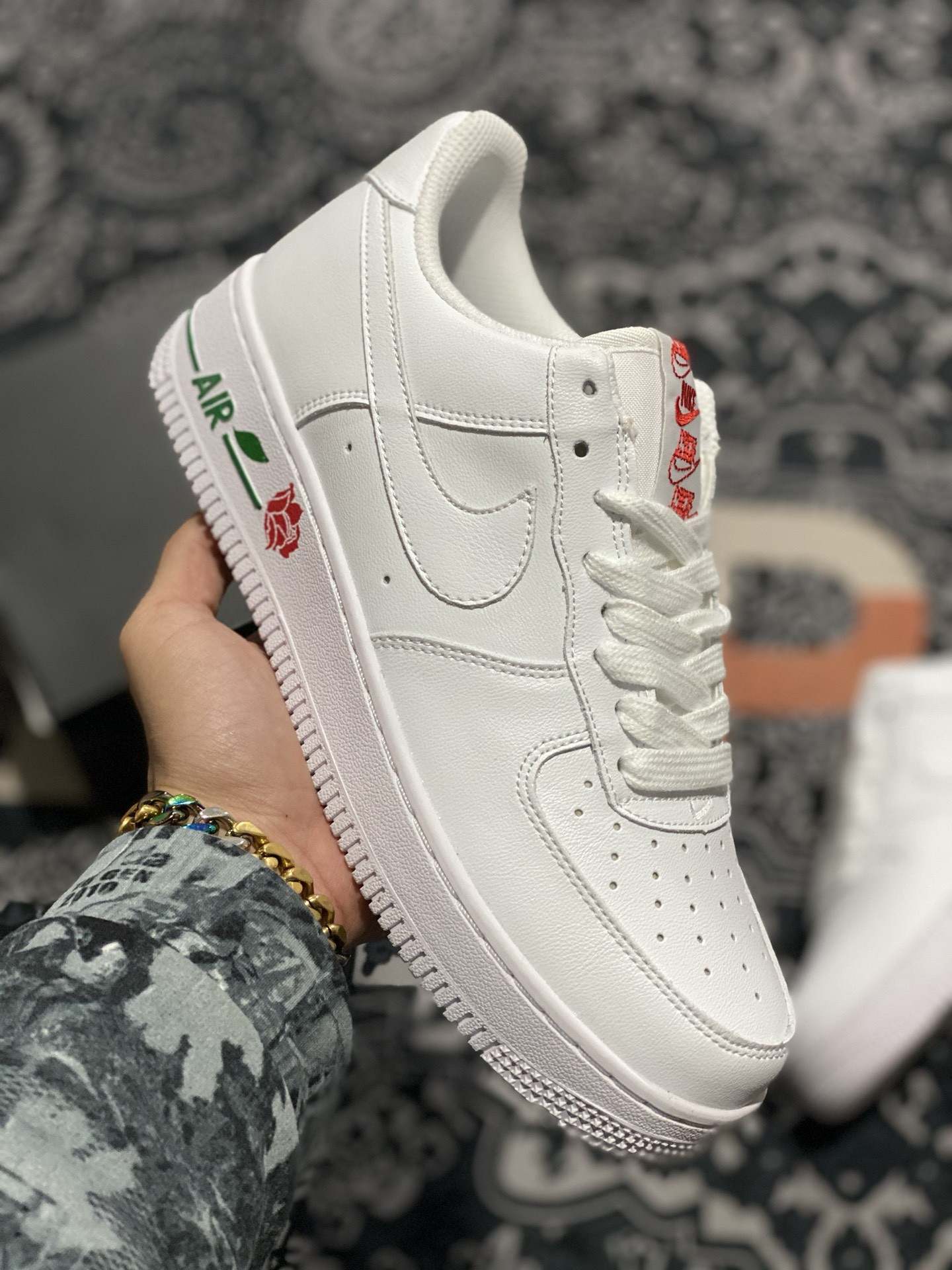 Nike Air Force 1 Low Rose WhiteUniversity Red-Pine Green 5340253