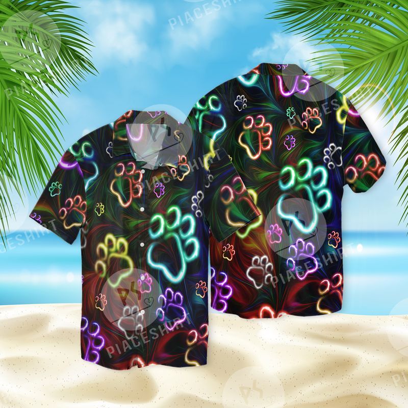 Colorful Neon Paws Full Print Hawaii Shirt Ha17145