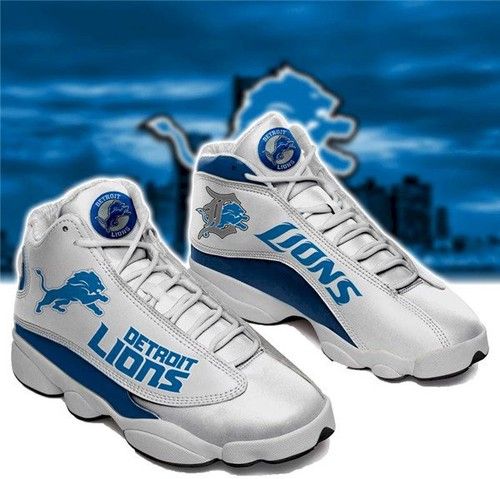 Women Detroit Lions Air Jordan 13 High Top Leather Sneakers 002