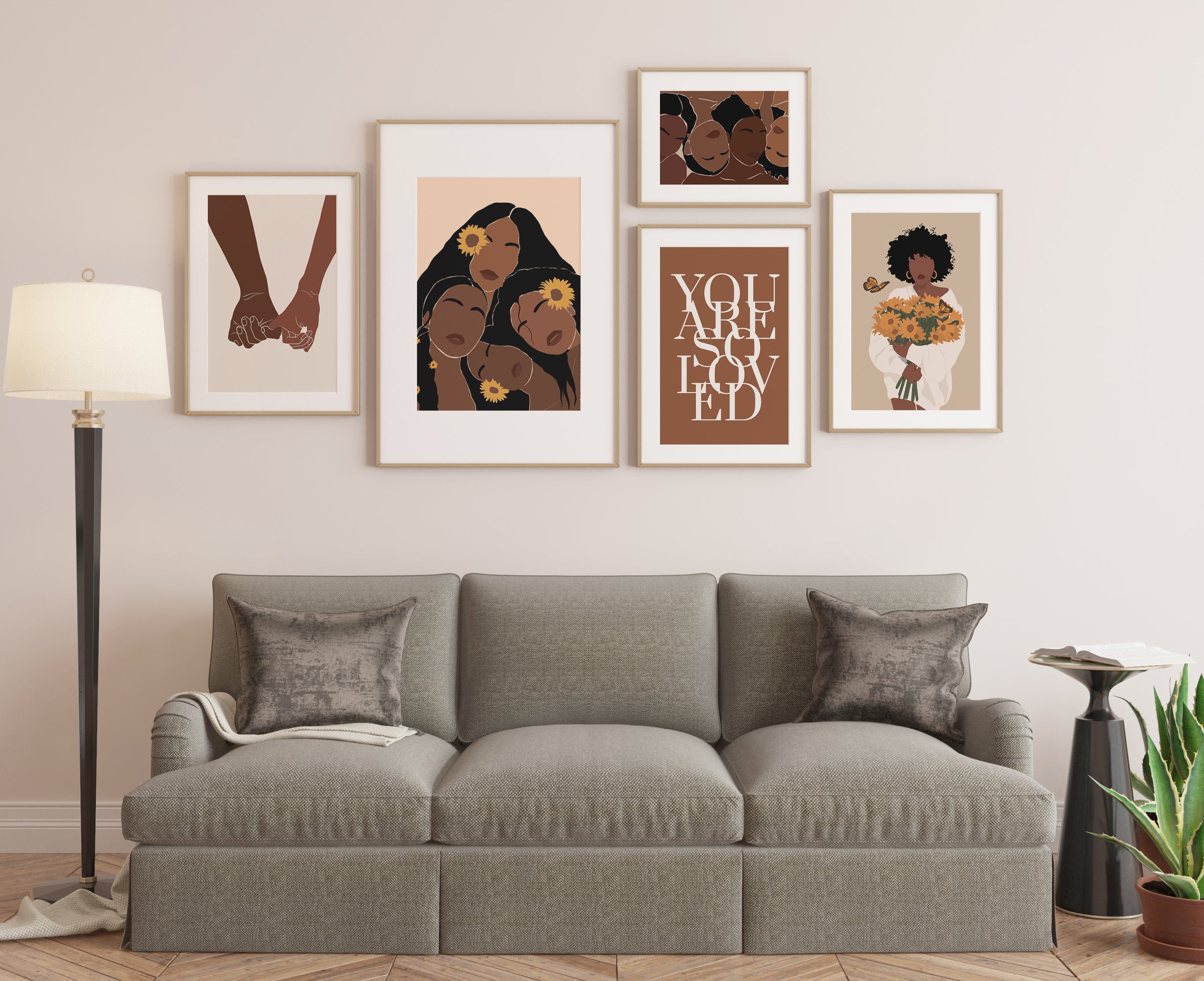 Set Of 5 Posters | Black Art, Black Woman Art , Gallery Poster, Black Girl Art Print, Poster Bundle, Woman Gallery Wall, Hand Art Print