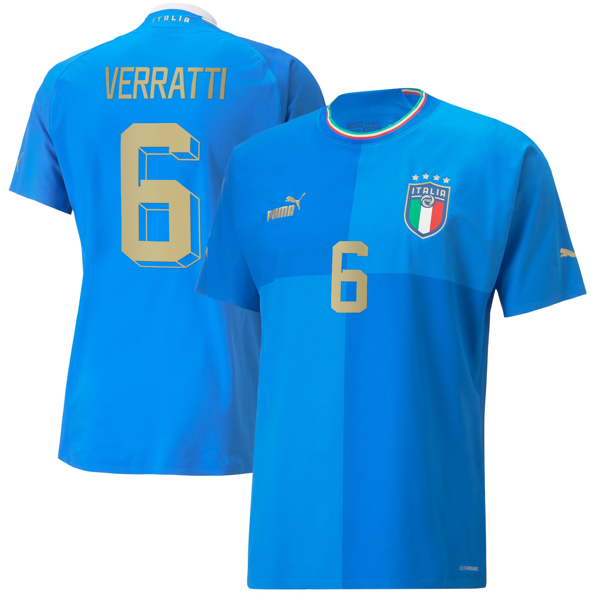 Marco Verratti Italy National Team 2022/23 Home Authentic Player Jersey – Blue