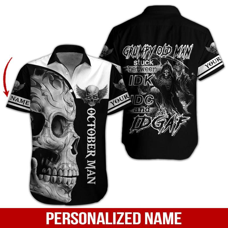 Skull October Guy Custom Name Hawaii Shirt For Men Women Ha95144