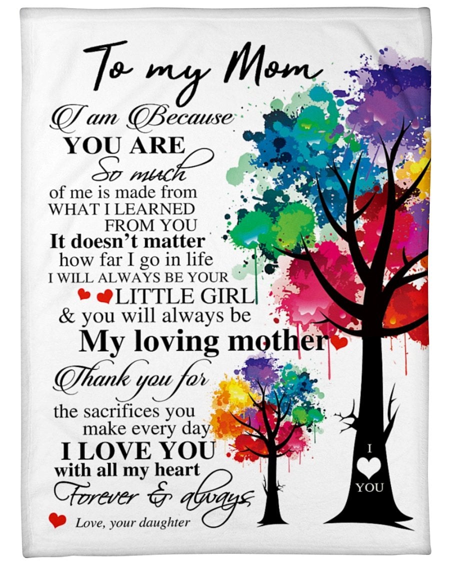 To My Mom I Love You With All My Heart Forever And Always Fleece Blanket Birthday Gift Mother’S Day Gift Family Gift Gift For Mom Gift From Daughter To Mom Home Decor Bedding Couch Sofa Soft And Comfy Cozy