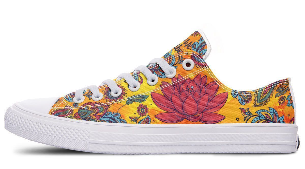 Orange Vibe Lotus Elephant Low Top Canvas Custom Shoes