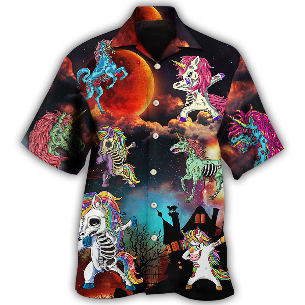 Halloween Zombie Unicorn Dabbing Hawaii Shirt Ha50833