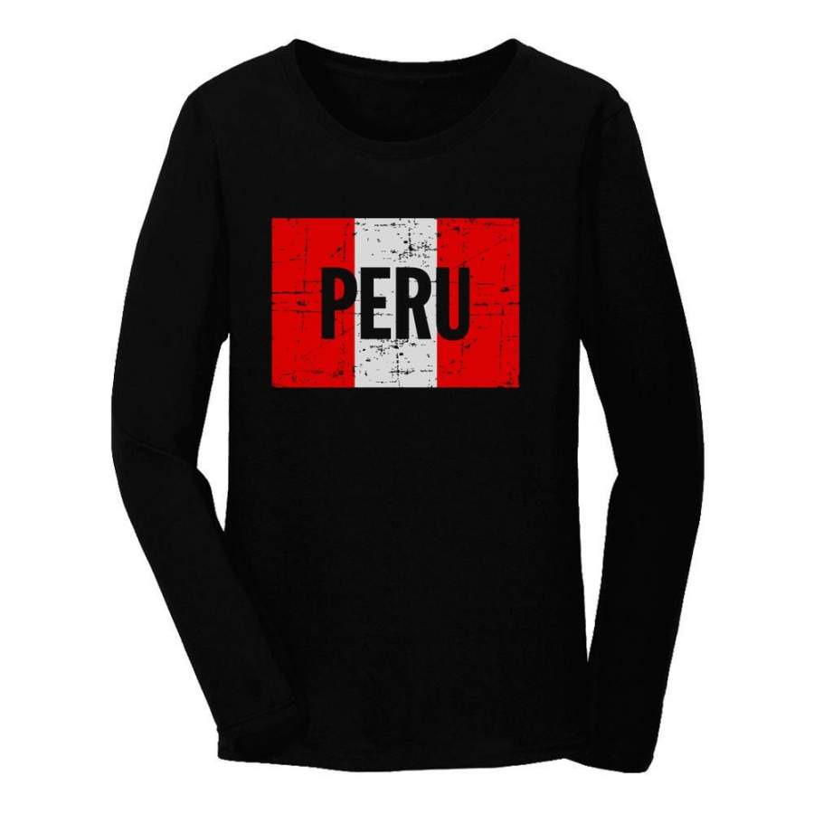 Peru Vintage Flag Women Long Sleeve T-Shirt