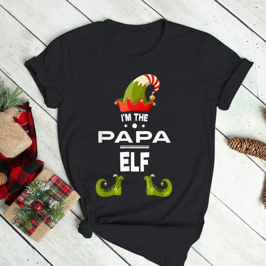 Mens I’m The Papa Elf Matching Team Christmas Designs T-Shirt