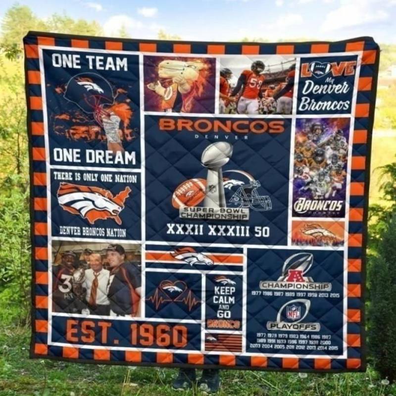 Denver Broncos Quilt Blanket Football Fan Gift MN07