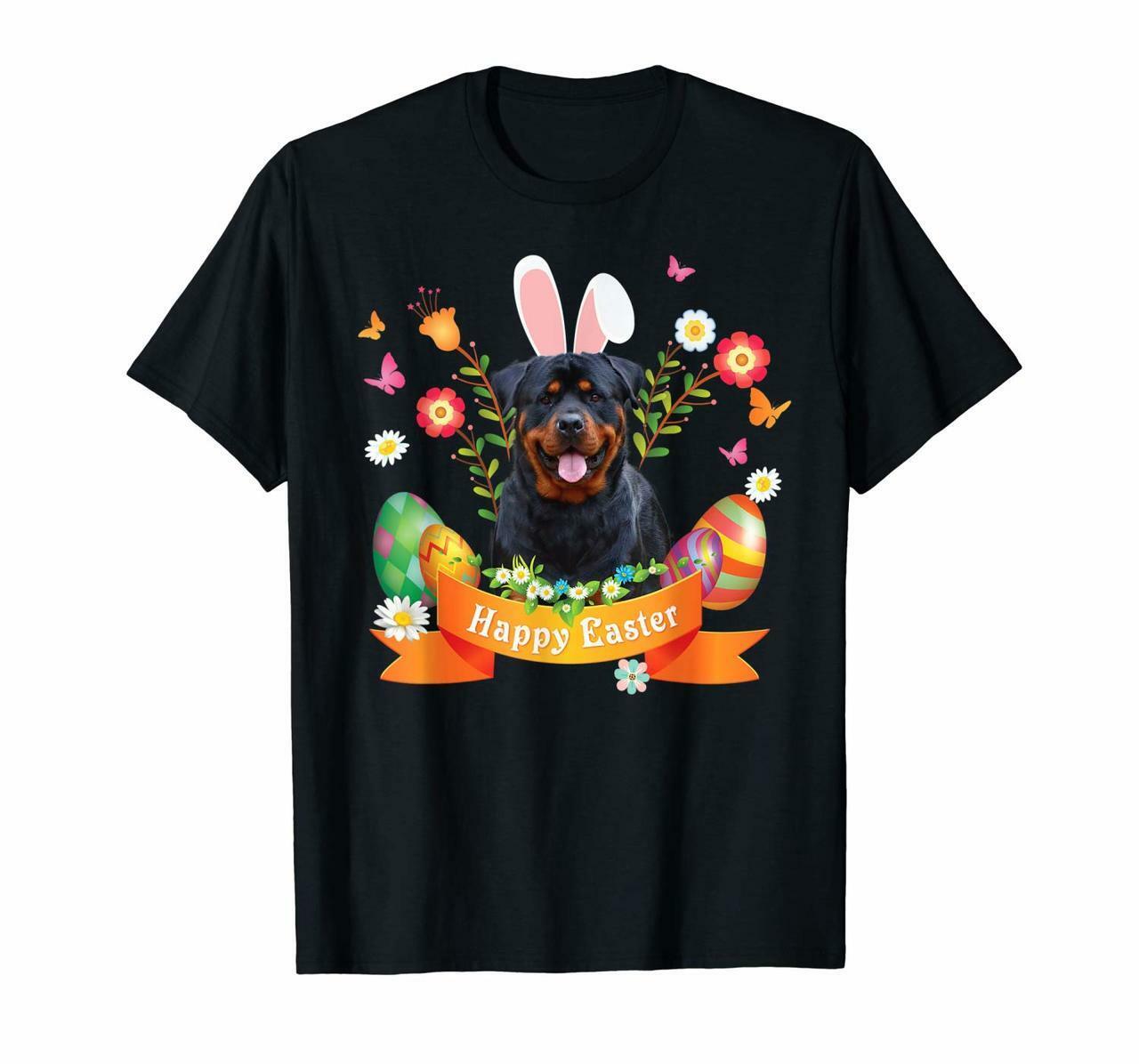 Bunny Rottweiler Dog Easter Day Lovers T-Shirt Egg Hunting