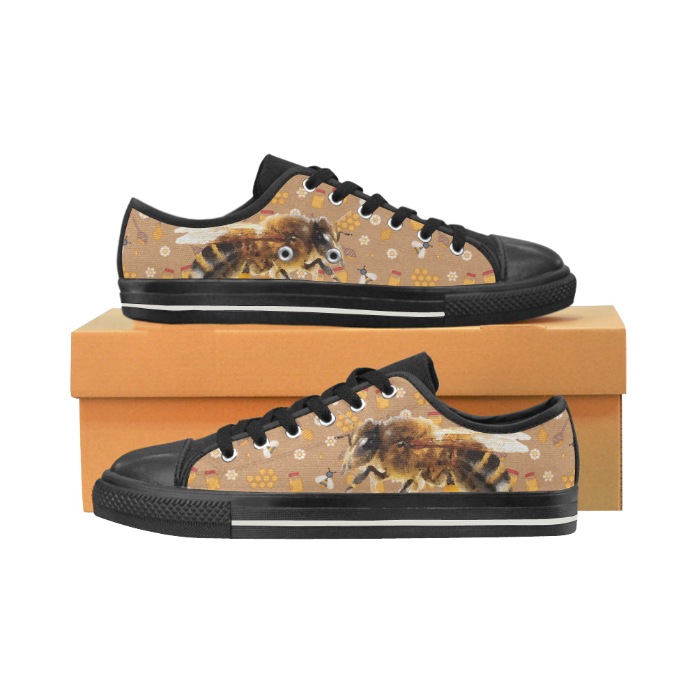 Queen Bee Black Low Top Canvas Shoes for Kid