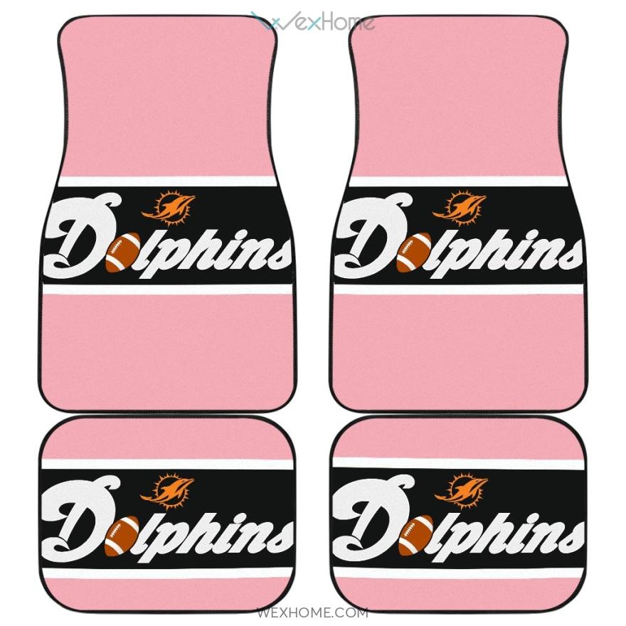 Miami Dolphins Football Car Floor Mats | Miami Dolphins Vertical Poster Pink Car Mats