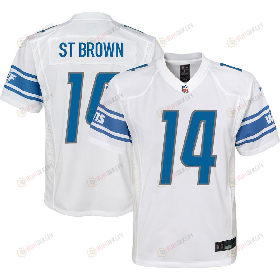 Amon-Ra St. Brown 14 Detroit Lions Youth Game Jersey – White ...