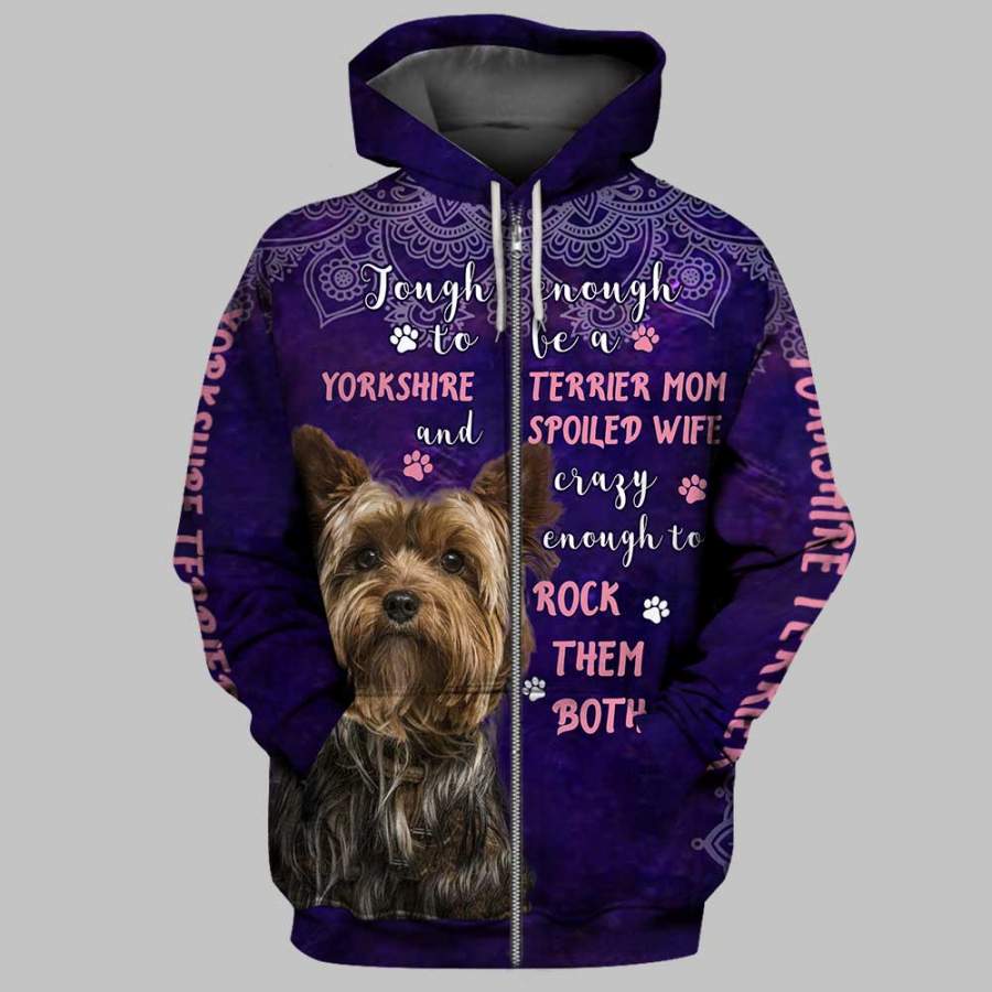 YORKSHIRE TERRIER 3D Full Printing Zip Hoodie and Unisex Tee