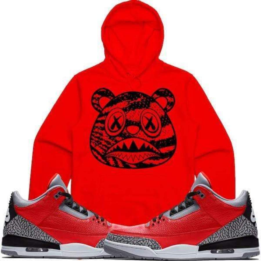 ZEBRA BAWS – Jordan Retro 3 “Red Cement” Elephant Sneaker Hoodie