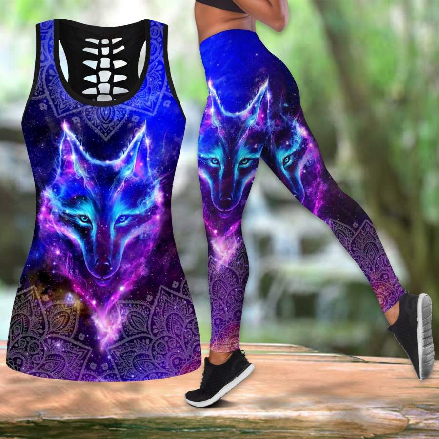 Wolf purple legging + hollow tank combo HAC260407