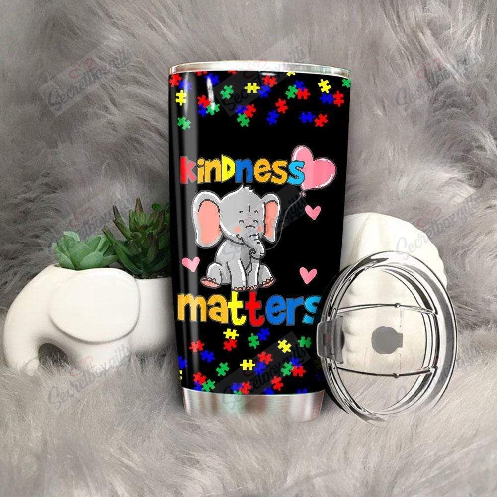 Personalized Kindness Matters Inspirational Elephant Nc2011413Cl Stainless Steel Tumbler Customize Name, Text, Number