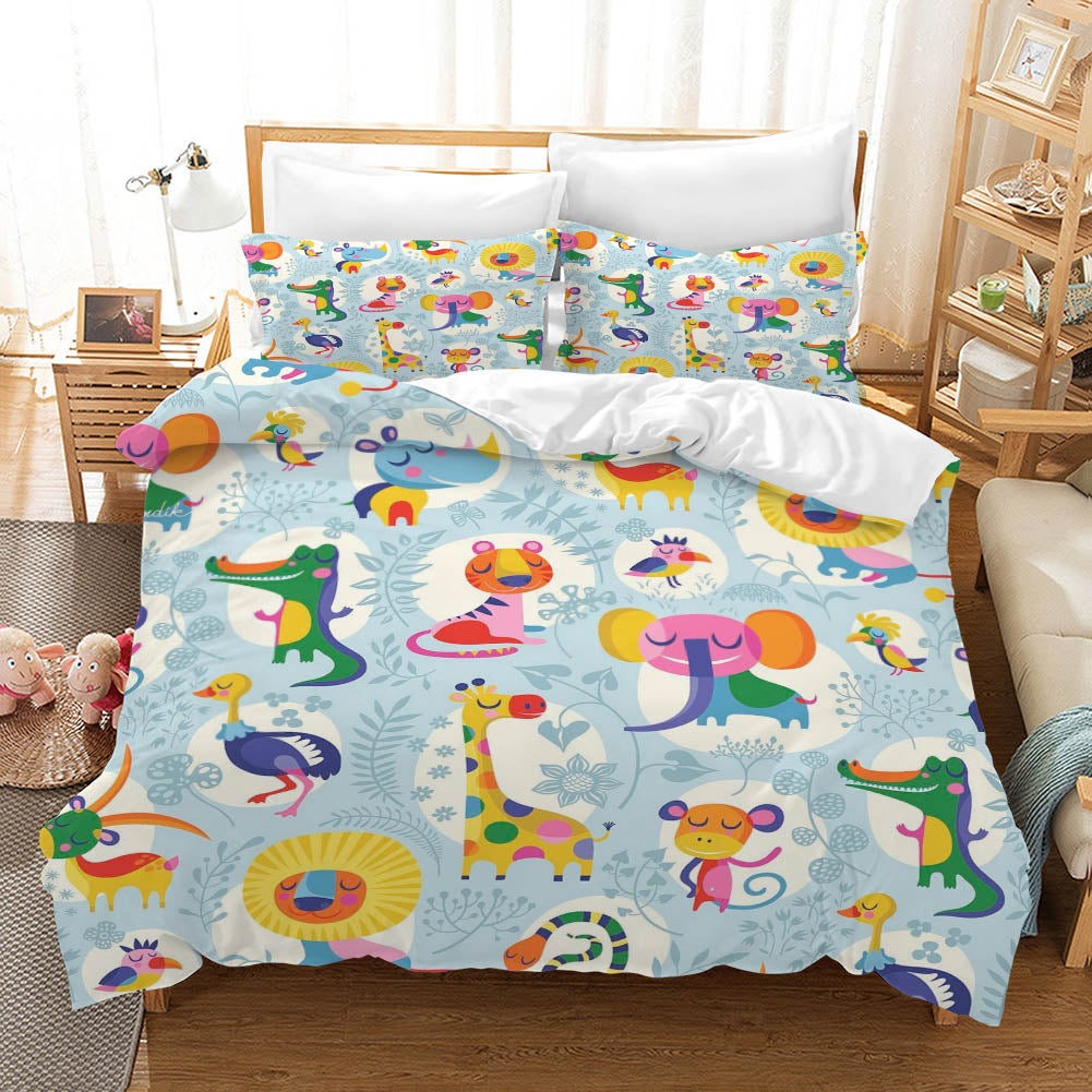 3D Tropical Cartoon Animals Quilt Cover Set Bedding Set Pillowcases 218