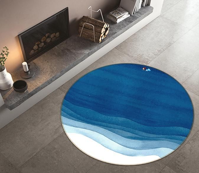 3D Blue Wave 211 Round Rug – Round Carpet Home Decor