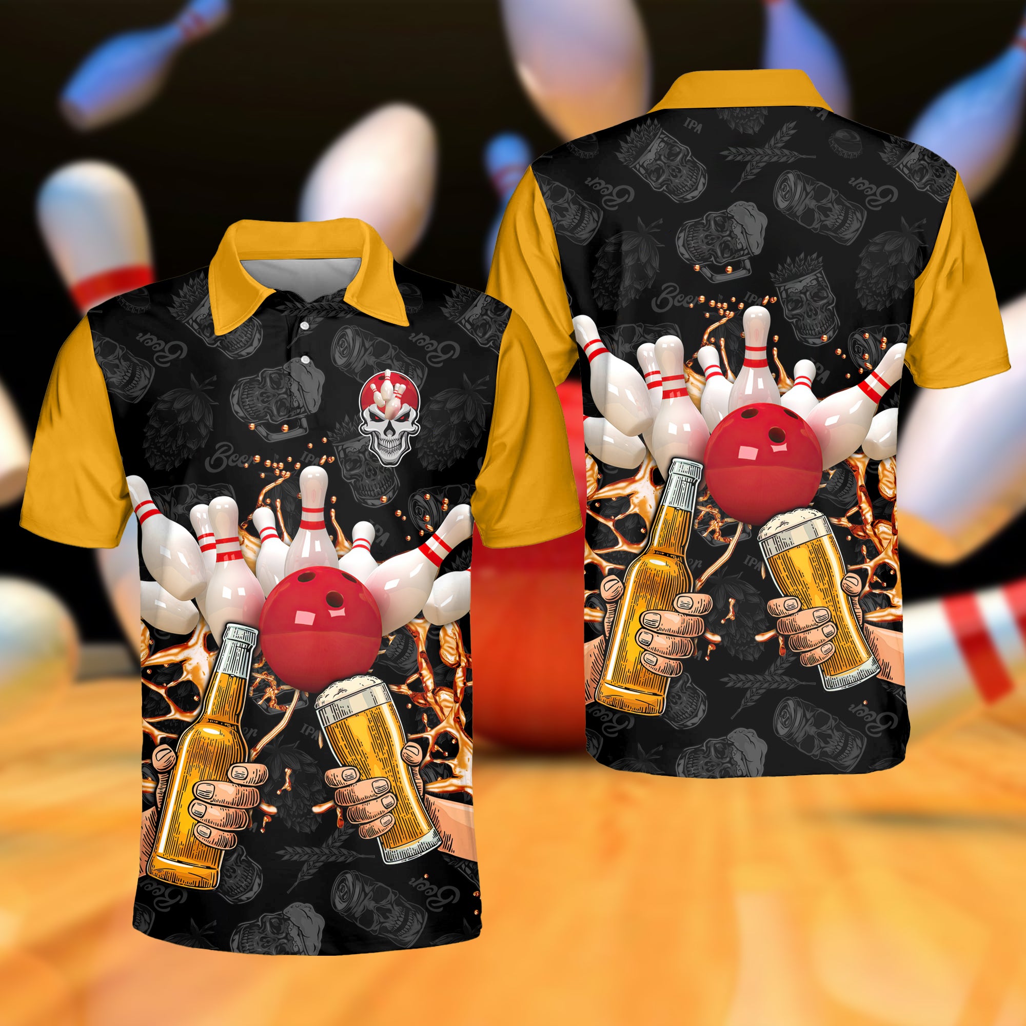 Bowling And Beer Therefore I’M Here 3D Polo Shirt