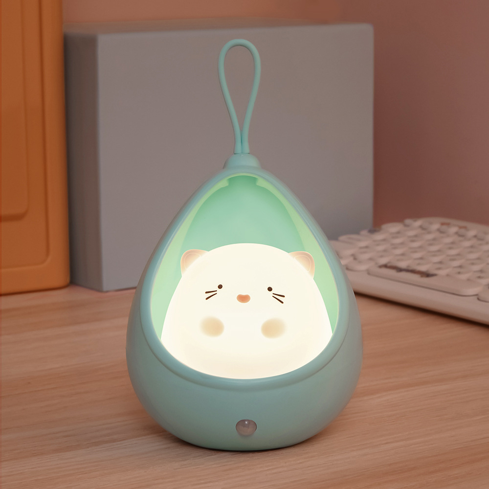 Rabbit/Kitten Sensor LED Night Light USB Rechargeable Silicone Night Light Cartoon Decorative Light Bedside Bedroom Living Room alx