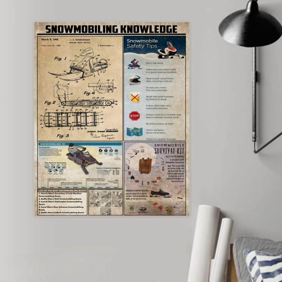 Snowmobiling Knowledge  Unique Custom Design  Poster  Gift  For Sport Lovers