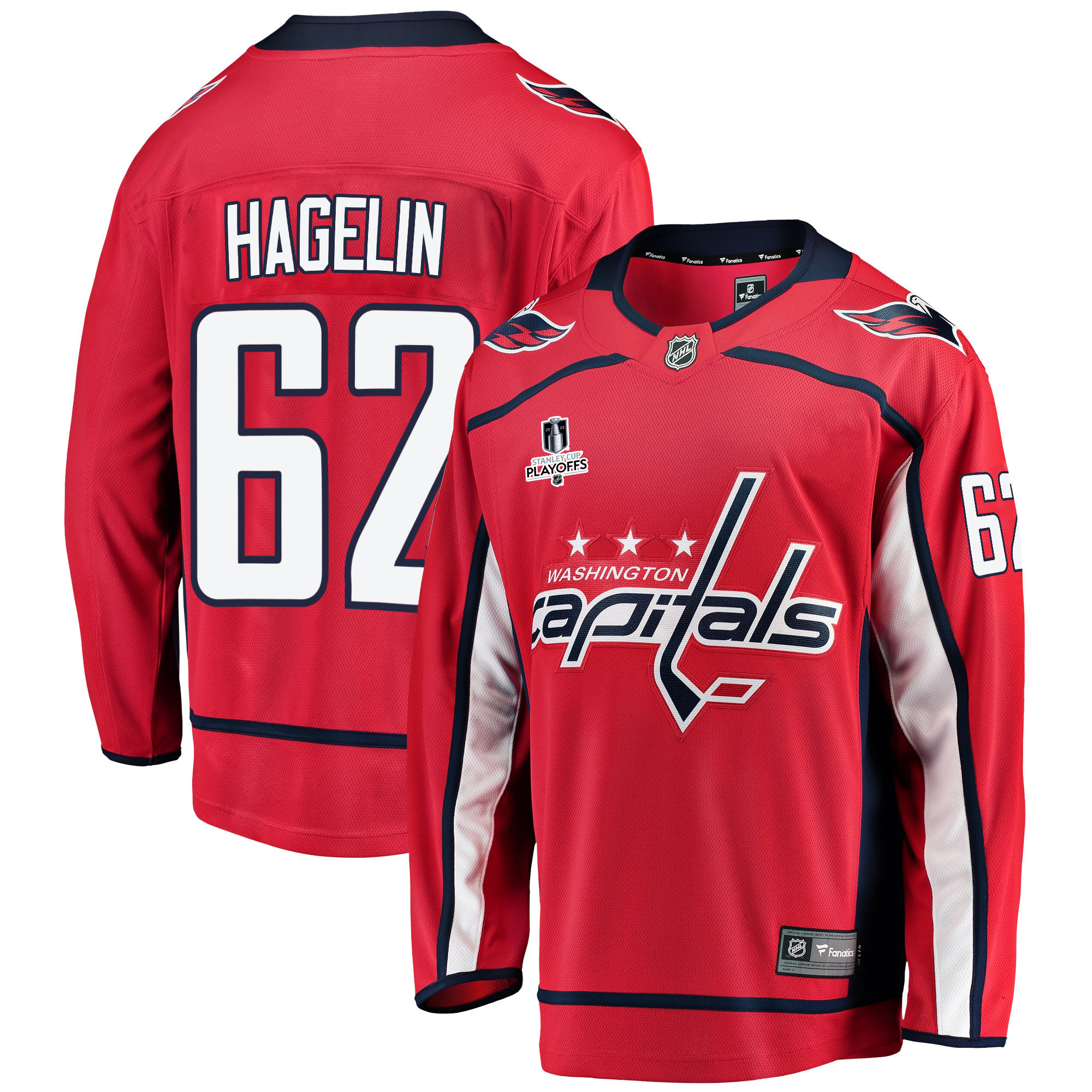 Washington Capitals Carl Hagelin 62 Home 2022 Stanley Cup Playoffs Breakaway Men Jersey – Red