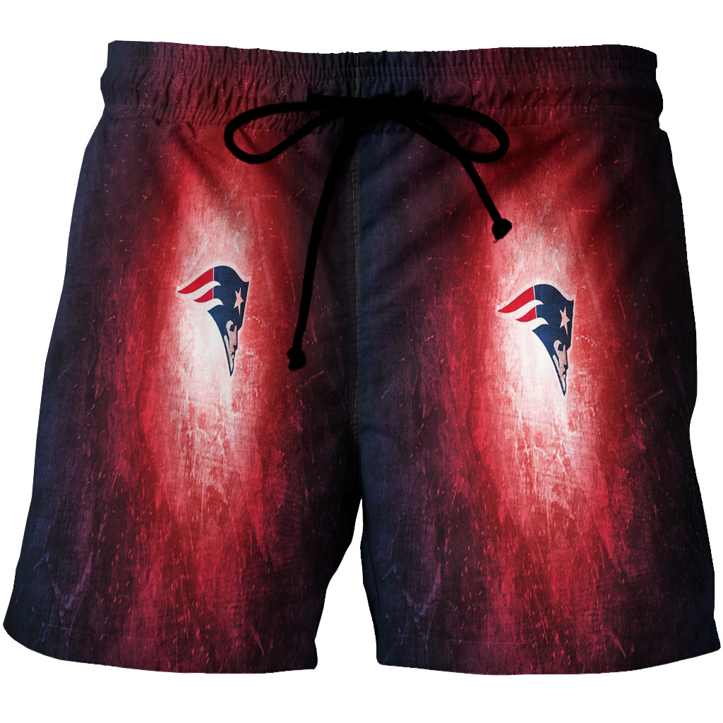 New England Patriots Red Light1 3D All Over Print Summer Beach Hawaiian Short