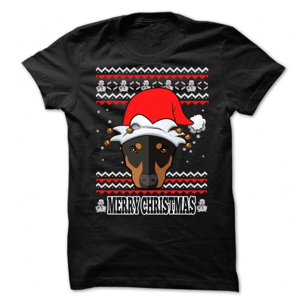 Ugly Christmas Doberman Pinscher Guys Tee 68954745