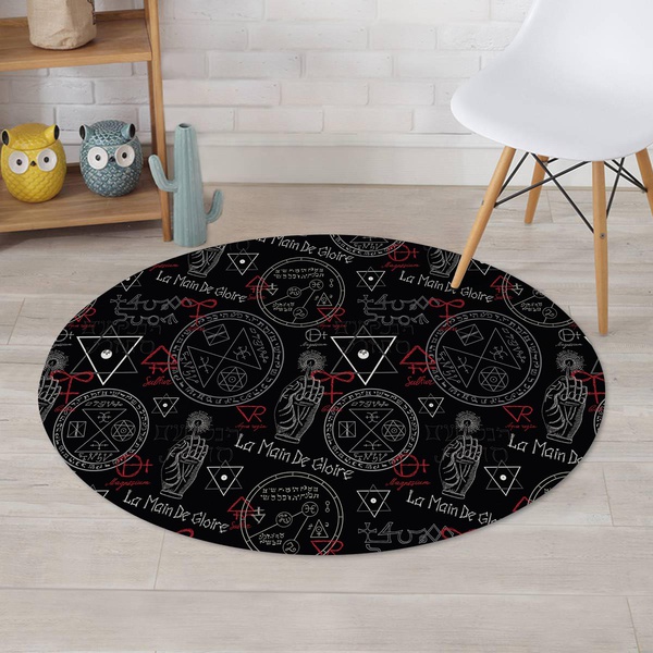 Chiromancy Symbol Gothic Witch Round Rug