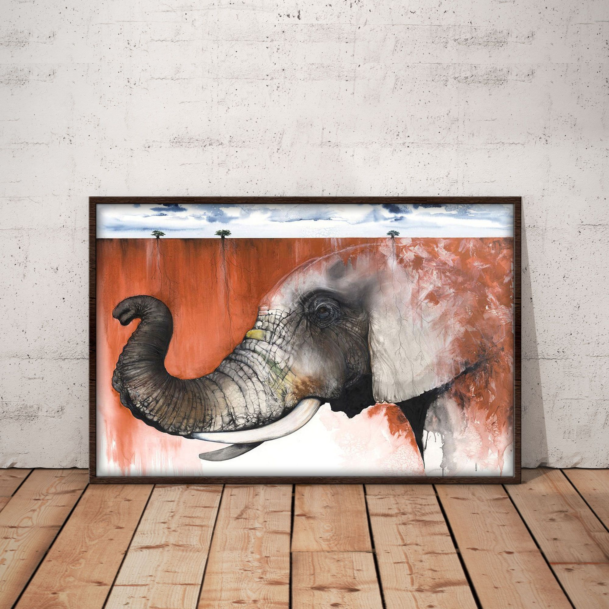 B1806 G869 Elephant Wallpaper Art Poster & Canvas