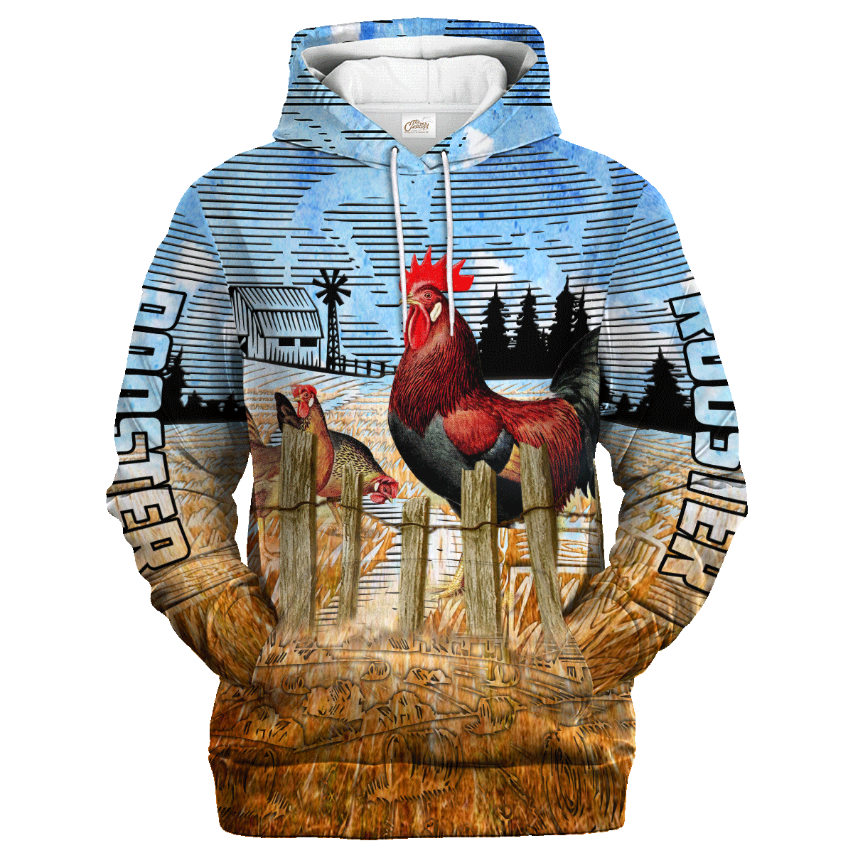 Chicken In The Fence Hoodie, Rooster 3D Print On Hoodie