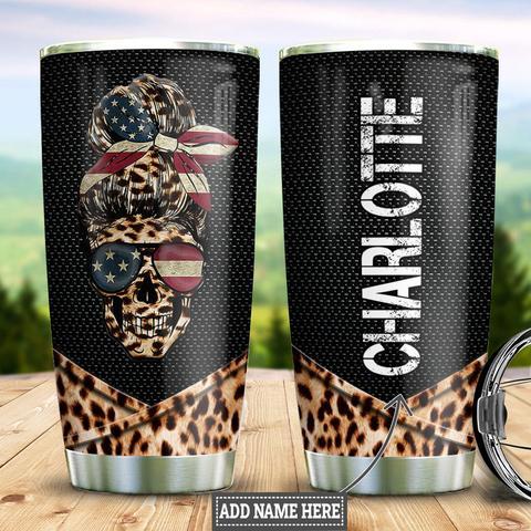 Skull Leopard Personalized Stainless Steel Tumbler, Personalized Tumblers, Tumbler Cups, Custom Tumblers