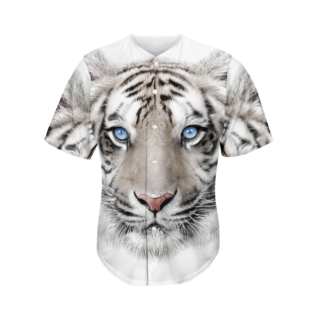 White Tiger Portrait Print Men’S Baseball Jersey 3D Print