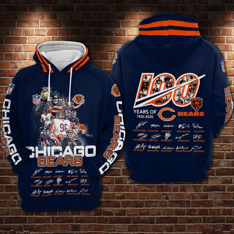 Chicago Bears 100 70 Unisex 3D Hoodie Gift For Fans