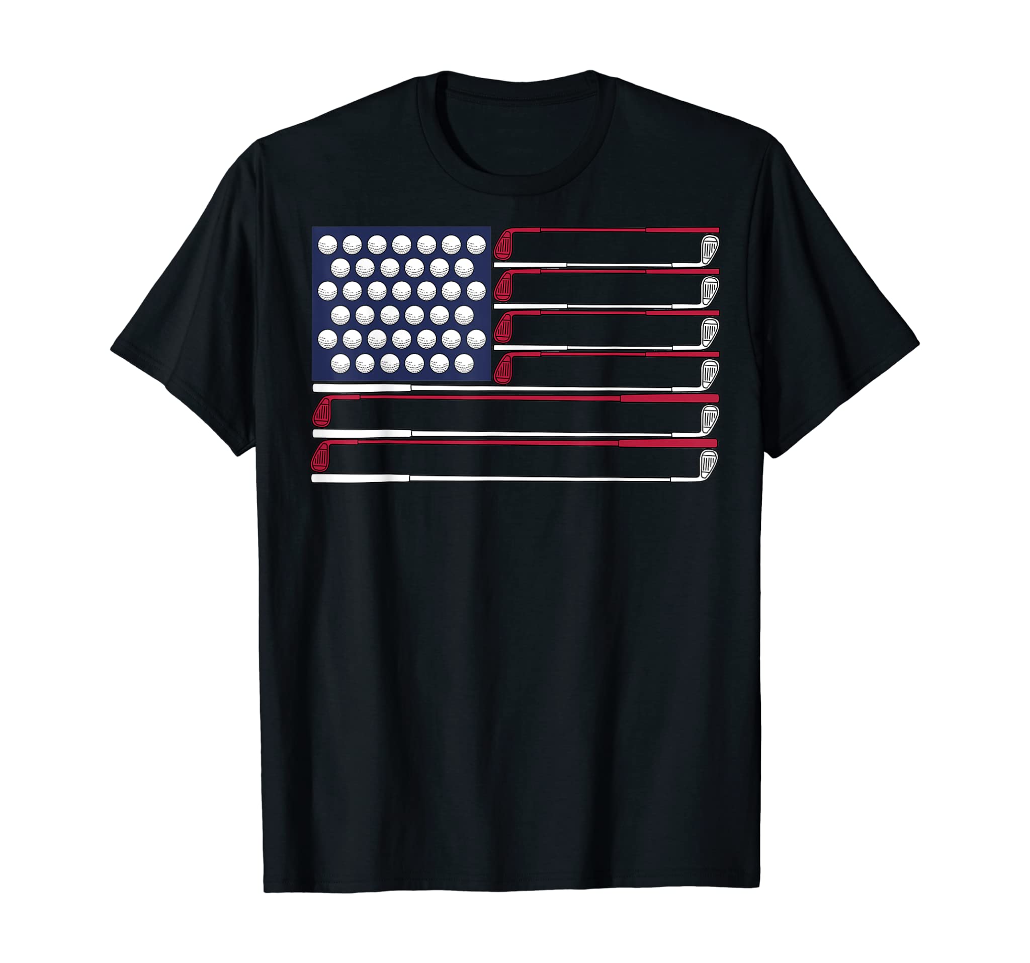 Patriotic Golf American 4th of July Golf Clubs American Flag T-Shirt