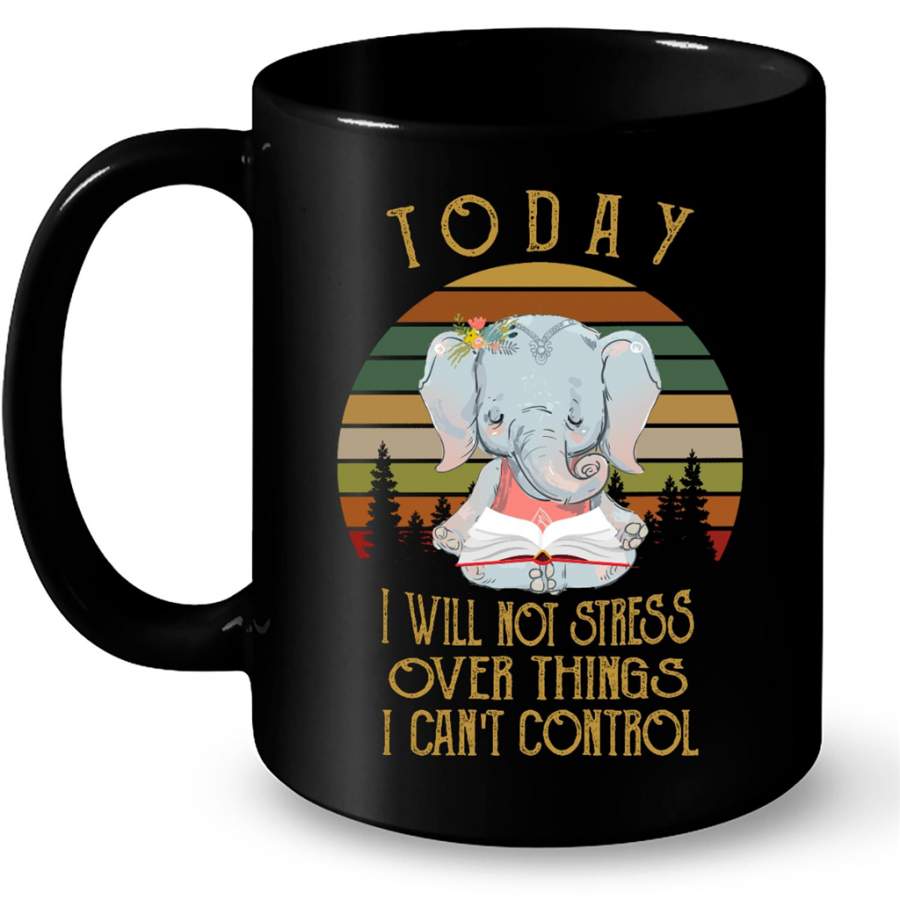 Elephant Books, Today I Will Not Stress I Can’t Control, Classic Vintage – Full-Wrap Coffee Black Mug