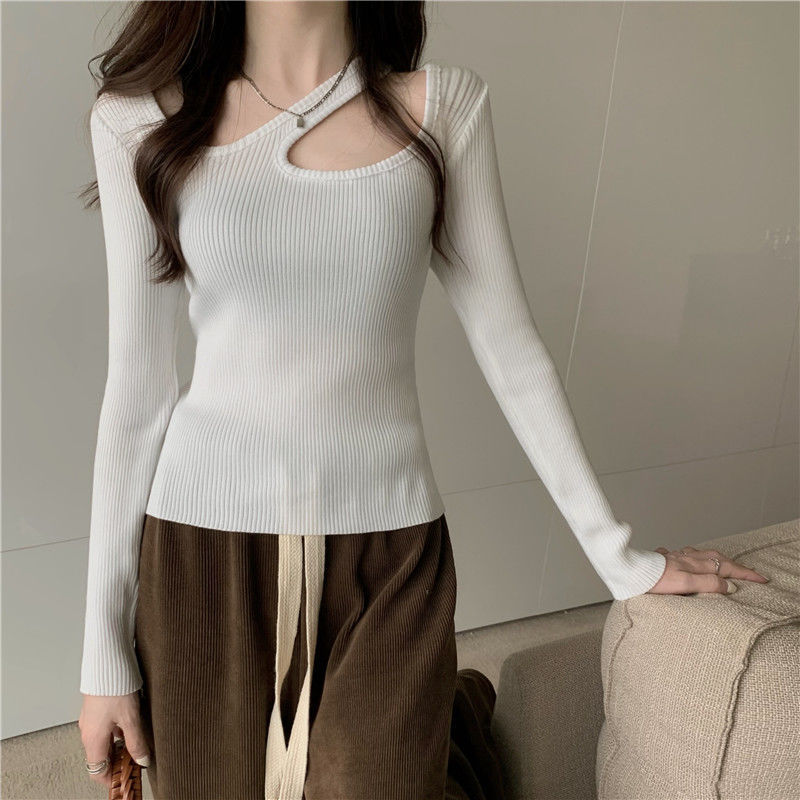 Women’s Sweater Long Sleeve Slim Fashion Hollow Knitwear Autumn and Winter Women’s Top Korean Pullover Y2k Jumper Soft Pull alx